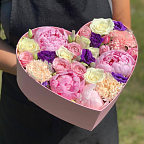 Розовое Сердце с Пионами